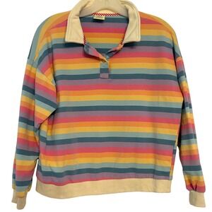 Striped Pullover‎ Top Colorful Rainbow Long Sleeve Kpop Sweatshirt Mochameime